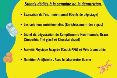 Affiche annonçant les actions organisées par l'équipe Diététique les 19 et 20 novembre 2025 dans le cadre de la Semaine nationale de la dénutrition