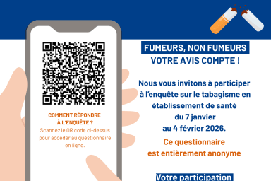 Affiche concernant l'enquete sur le lieu de santé sans tabac à destination des patients