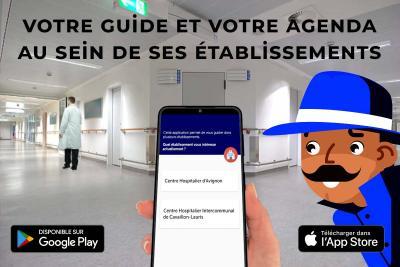 Avatar de l'application de guidage intérieur HospiGuide au Centre Hospitalier d'Avignon - Agrandir l'image, fenêtre modale