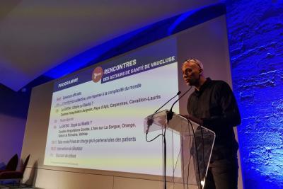 Discours d'ouverture du Dr Borhane Slama, Président de la Commission Médicale de Groupement, lors des premières rencontres des acteurs de santé de Vaucluse le 12 avril 2024 - Agrandir l'image 1 sur 13, fenêtre modale