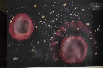 Dessin d'une voie lactée fait par un enfant en pédiatrie - Agrandir l'image 2 sur 2, fenêtre modale