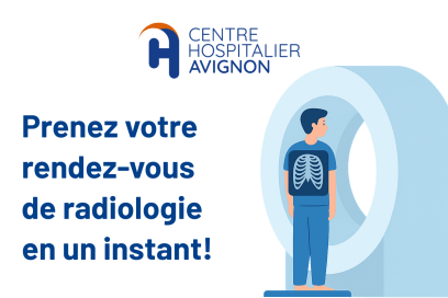 Affiche présentant la prise de rendez-vous en ligne en radiologie - Agrandir l'image, fenêtre modale