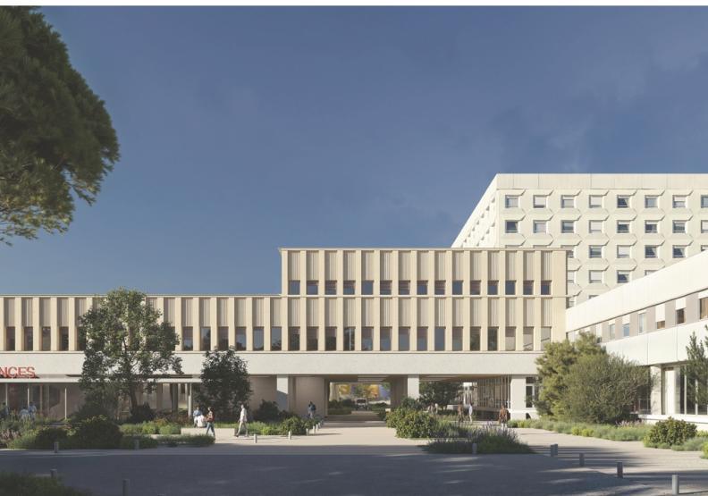 illustration d'architecte concernant le nouveau bâtiment des urgences - Agrandir l'image, fenêtre modale